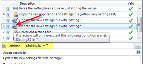 Set a conditional expression on update actions