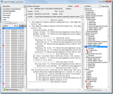 Software Update Log Viewer