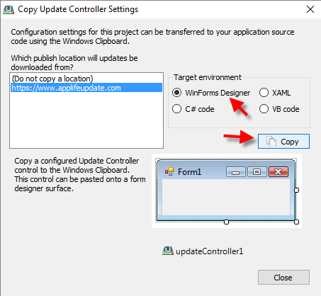 Windows Forms Copy Configuration