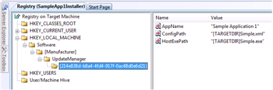 application updater configuration settings