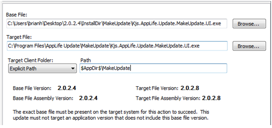 Update Action User Interface Control